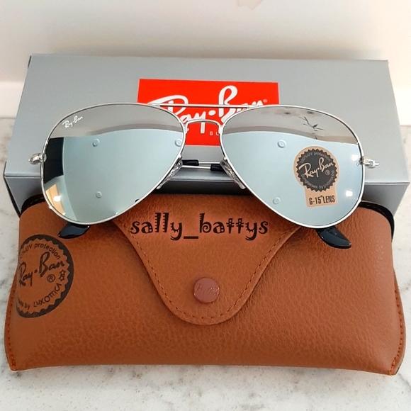 Ray-Ban (Store Display) Aviator Reflective Silver Lenses RB3025 Mirror - Picture 5 of 14